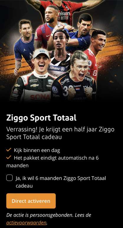 [Ziggo zakelijk] Gratis 6 maanden lang Ziggo Sport Totaal
