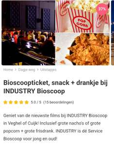 Bioscoopticket, snack + drankje bij INDUSTRY Bioscoop