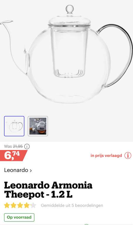 [bol.com] Leonardo Armonia Theepot - 1.2 L €6,74