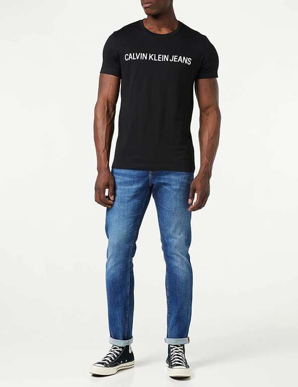 Calvin Klein Jeans heren T-shirt met geprint logo, alleen in zwart, alle maten beschikbaar