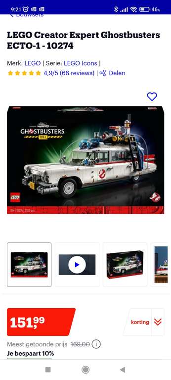 LEGO Creator Expert Ghostbusters - 10274 via bol.com en CashbackXL