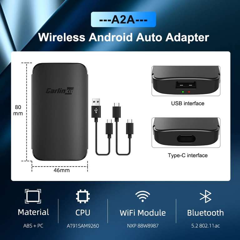 CarlinKit A2A Draadloze Auto Adapter voor Android Auto
