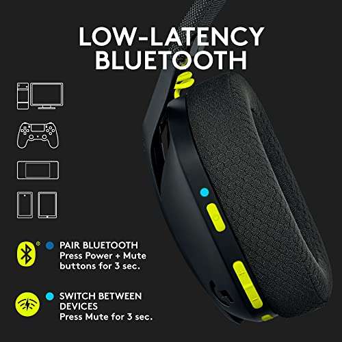 Logitech G435 Lightspeed Draadloze gaming Headset Zwart of Wit, Bluetooth/2,4Ghz