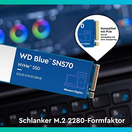WD Blue SN570 NVMe SSD 1 TB (M.2 2280 PCIe Gen3 x 4 NVMe SSD, lezen tot 3.500 MB/s) [amazon DE->BE prijs)