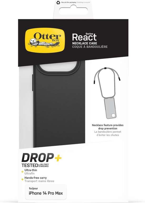 OtterBox React Necklace MagSafe Case Zwart voor iPhone 14 Pro Max