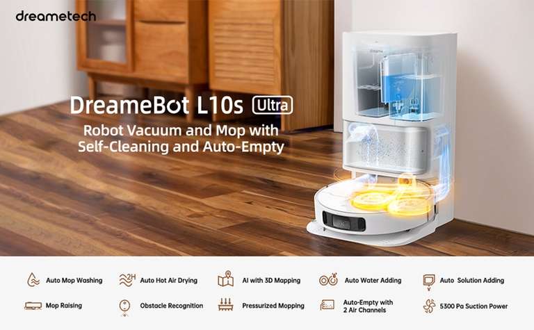 DreameBot L10s Ultra robot stofzuiger & -dweil (nieuwe klanten €869)