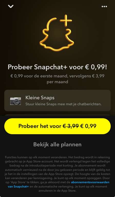 Eerste maand Snapchat+ voor 0,99€