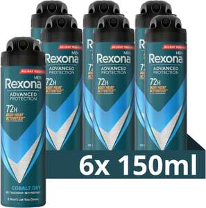 Rexona Men Advanced Protection Cobalt Dry Anti-Transpirant Deodorant Spray - 6 x 150 ml - Voordeelverpakking