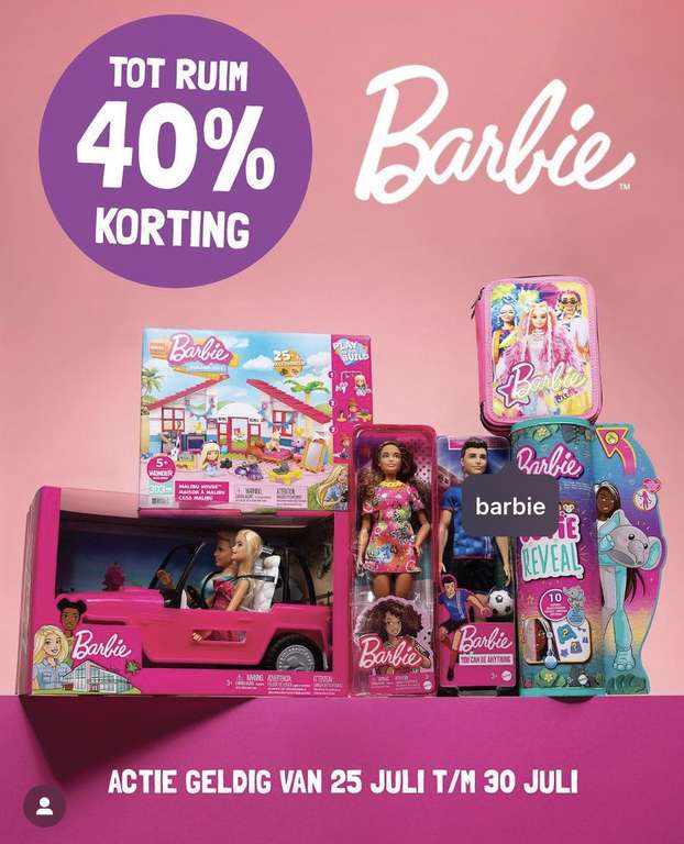Tot 40% korting op Barbie bij Lobbes