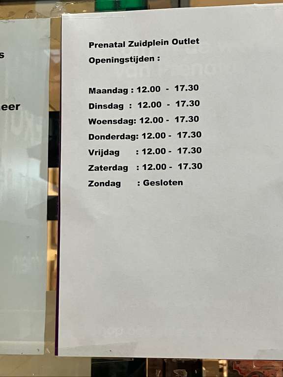 Prenatal Rotterdam Zuidplein outlet sluiting
