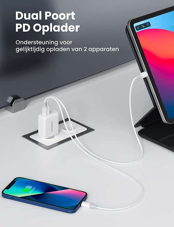 UGREEN USB C 36W 2-poorts PD3.0 oplader voor €20,99 @ Amazon NL