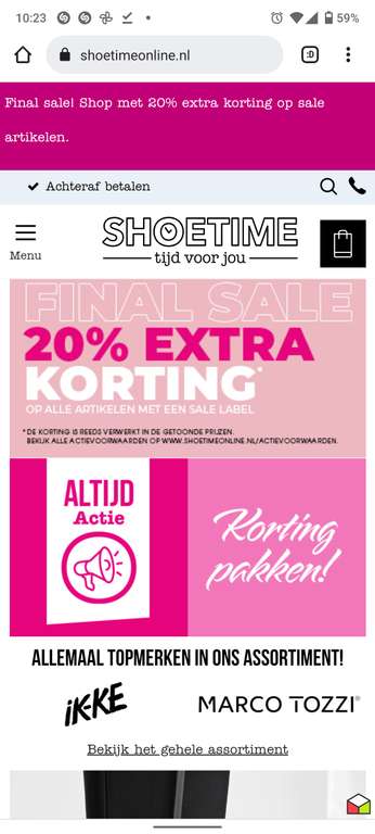 Shoetime final sale 20% korting