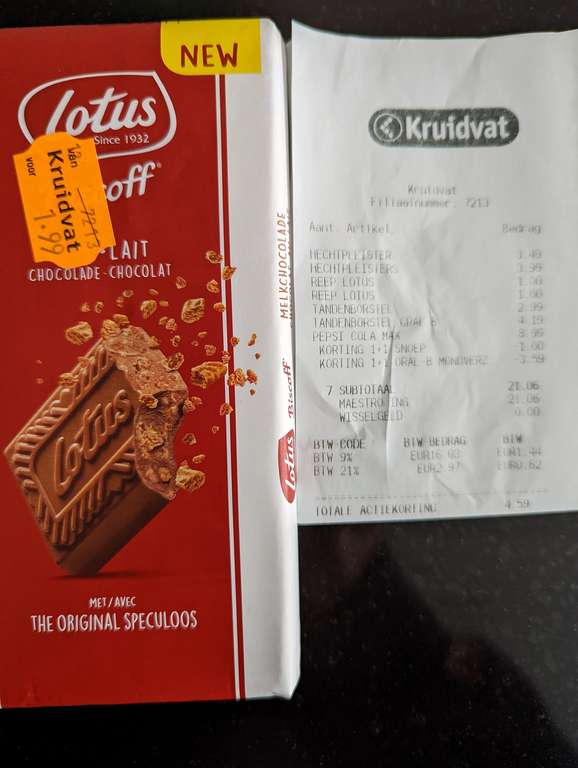 Speculoos chocolade reep 0,50 bij Kruidvat