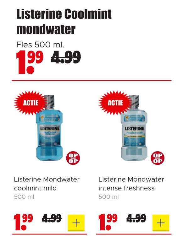 Listerine mondwater 500 ml Intense freshness/Coomint mild