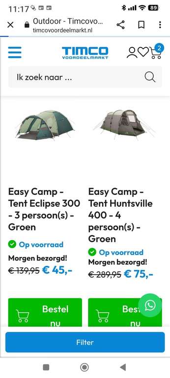 Easy camp tent 3 persoons