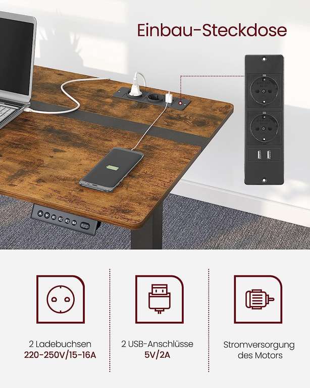 In hoogte verstelbaar elektrisch zit/sta-bureau met geheugenfunctie Vasagle 60x140cm nu €185,99 @ Amazon NL