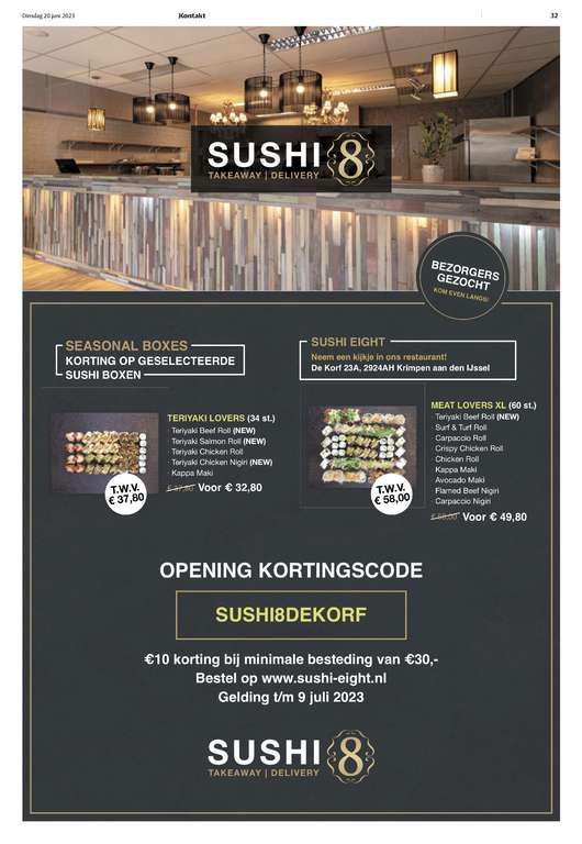 [lokaal] Kortingscode Sushi 8 De Korf