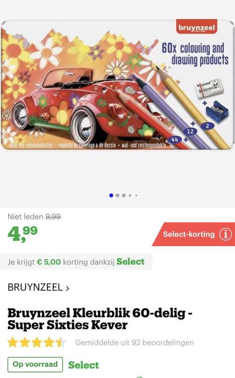 [select deal bol.com] Bruynzeel Kleurblik 60-delig - Super Sixties Kever €4,99