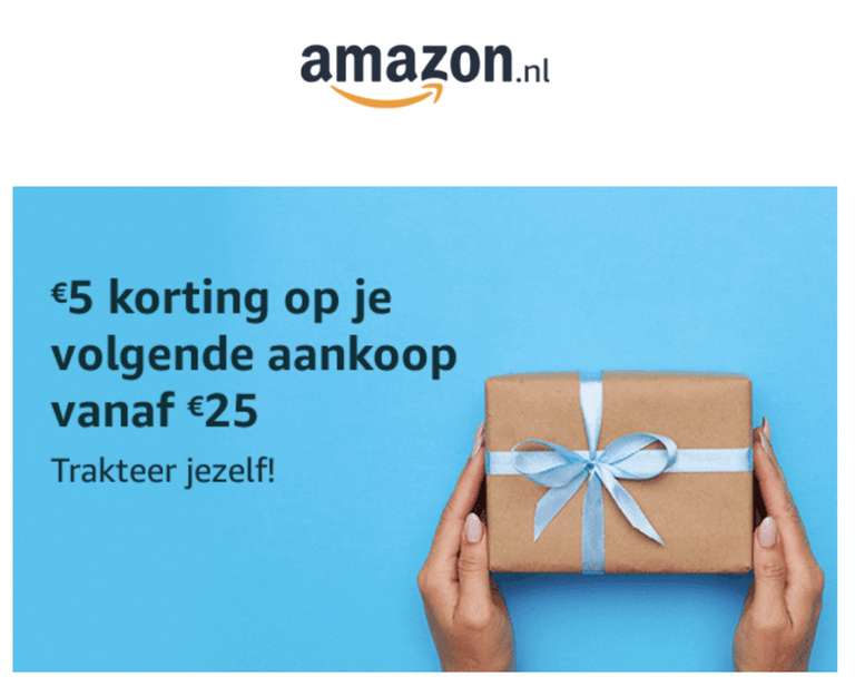 Amazon €5 korting op je volgende aankoop vanaf €25