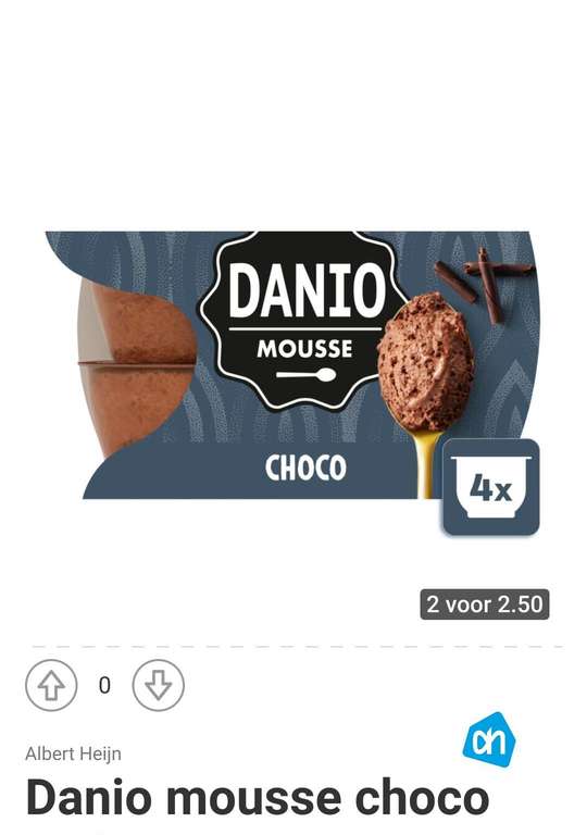 Alle Danio Romige Kwark à 450 gram en Mousse 2 stuks voor €2,50