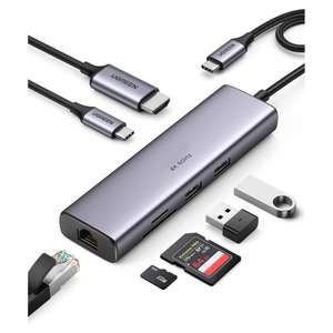 Ugreen 7-in-1 USB-C Hub met HDMI + 2x USB-3.0 + SD/Micro SD + Ethernet + USB-C (Opladen)