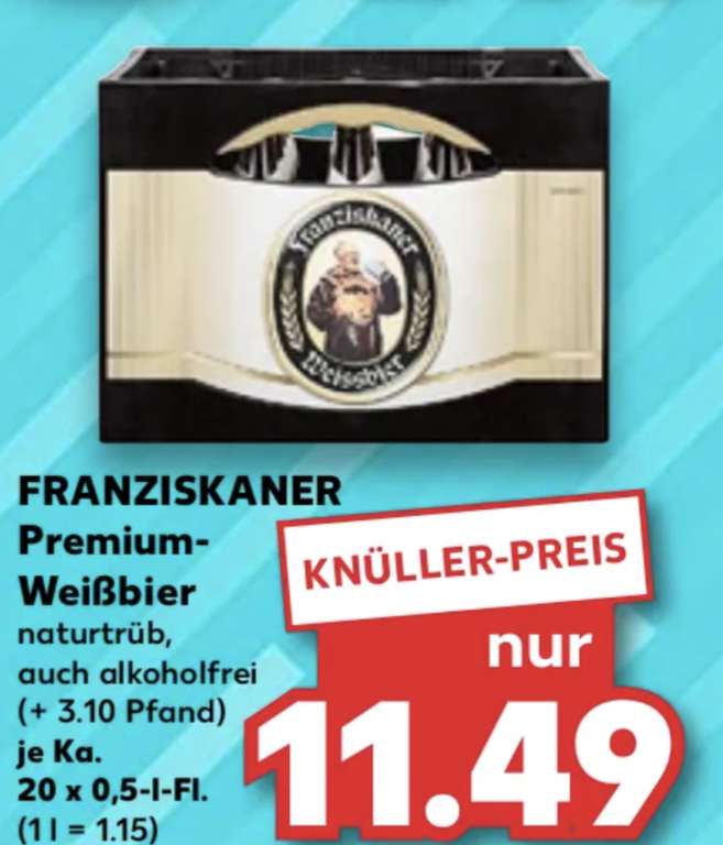 (grensdeal) Franziskaner Weissbier 20 halve liters