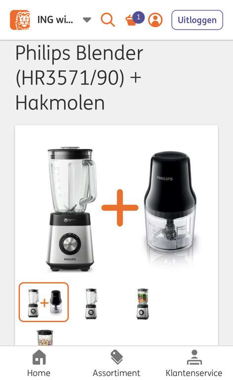 Philips Blender (HR3571/90) + Philips Hakmolen (HR1393/90)