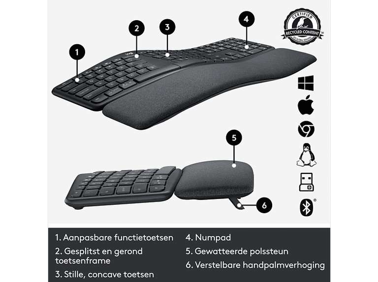 Logitech ERGO K860 (Qwerty US) Wireless Ergonomic Keyboard - Ruim €20 korting