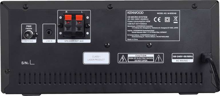Kenwood M-925DAB-B Micro HiFi Systeem Zwart en Zilver @BOL
