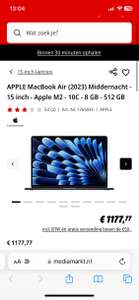 Apple MacBook Air (2023) Middernacht - 15 inch - Apple M2 - 10C - 8 GB - 512 GB