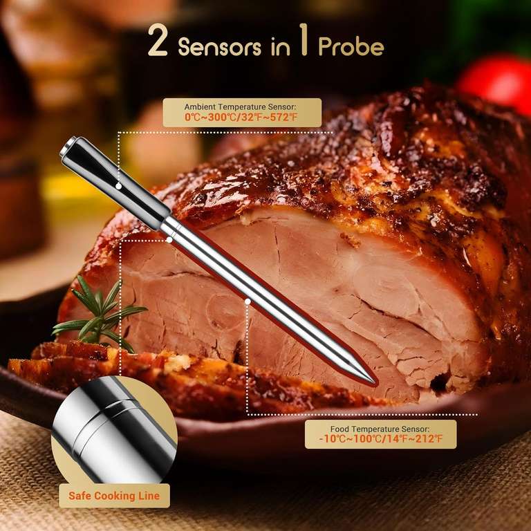 INKBIRD Draadloze Vleesthermometer,Wireless Thermometer Meat INT-11P-B