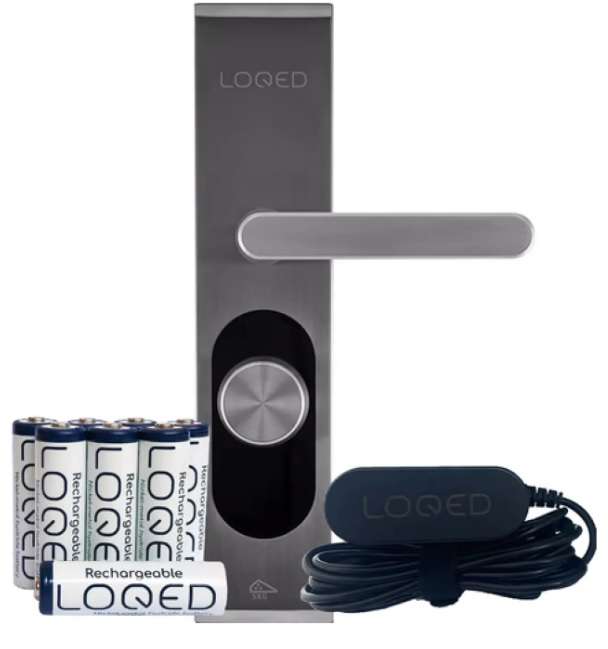 LOQED slim deurslot Touch Smart Lock met Power Kit