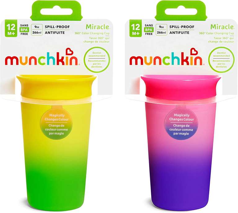 2x Munchkin miracle 360 cups voor 13.65., geel en roze.