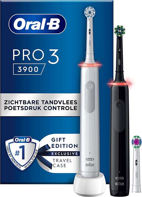 Oral-B Pro 3 - 3900 - Set van 2 Elektrische Tandenborstels