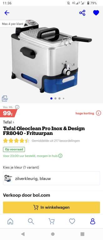 €99.00 @Bol / Amazon / MM | Tefal Oleoclean Pro Inox & Design FR8040 - Frituurpan