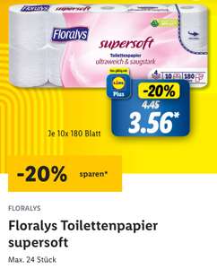 Grensdeal Lidl app DE: Floralys 4-laags supersoft toiletpapier