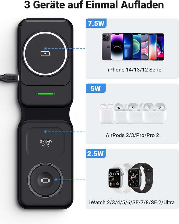 Iniu 3-in-charger 40% korting met coupon (geschikt voor iPhone, Apple Watch, Airpods)