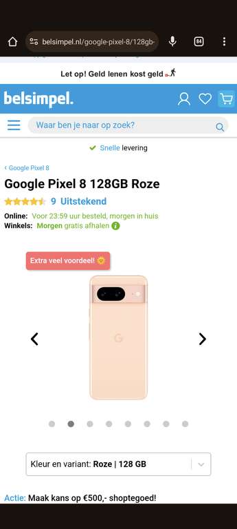 Pixel 8 Roze 128GB Laagste prijs ooit!