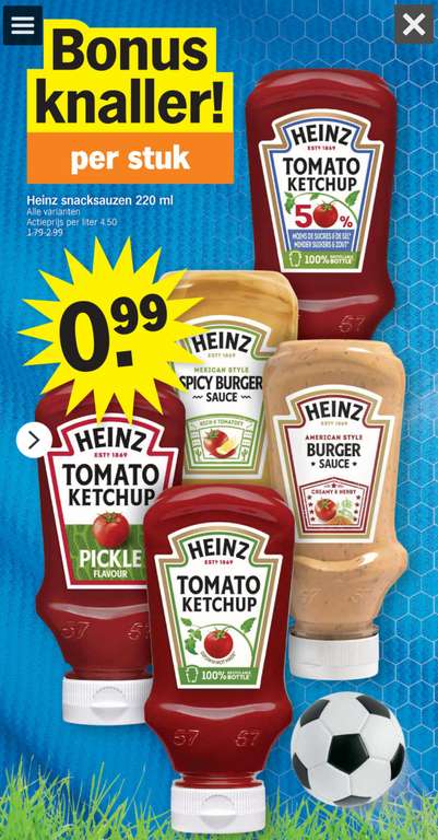 [België] Alle Heinz saus (220ml) voor €0,99
