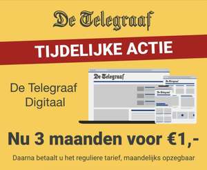 3 Maanden Telegraaf digitaal voor 1 euro