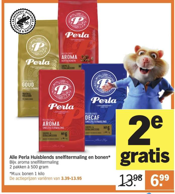 2e gratis Perla huisblends snelfiltermaling en koffiebonen 500g