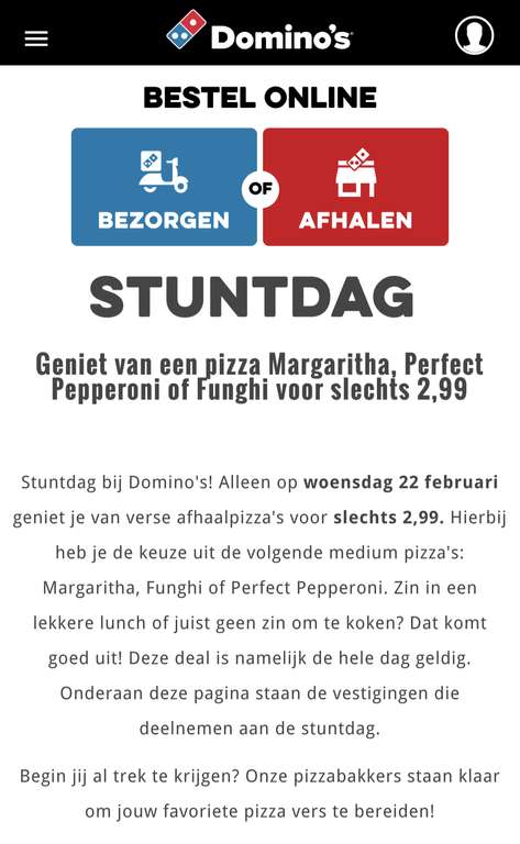 (Lokaal) Domino's stuntdag: €2.99 voor 1 pizza (Afhaal)