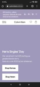 Calvin Klein 22% Singles Day korting op geselecteerde artikelen