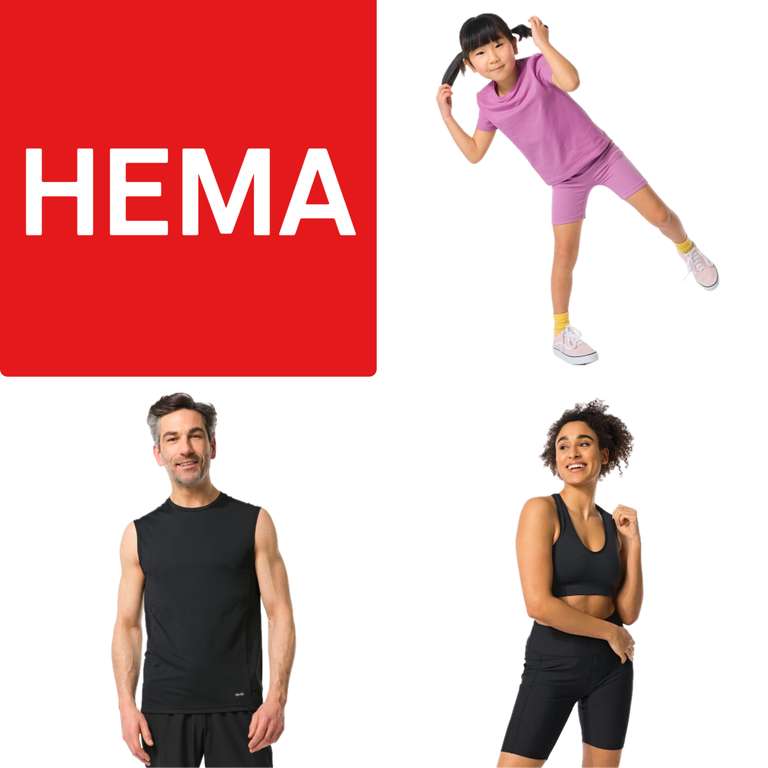 Stapelkorting op alle sportkleding en accessoires - tot 35% @ HEMA