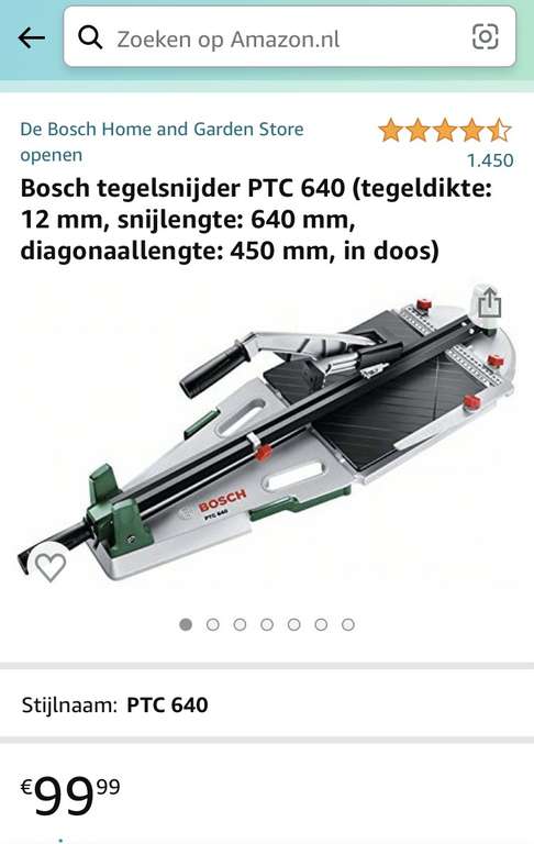 Bosch tegelsnijder PTC 640 (tegeldikte: 12 mm, snijlengte: 640 mm, diagonaallengte: 450 mm, in doos)