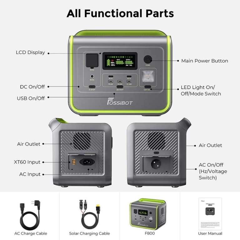 FOSSiBOT F800 Portable Power Station voor €269 @ Geekbuying