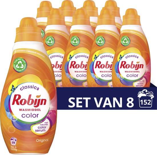 Robijn Klein & Krachtig Classics Color Vloeibaar Wasmiddel - 8 x 19 wasbeurten - Voordeelverpakking