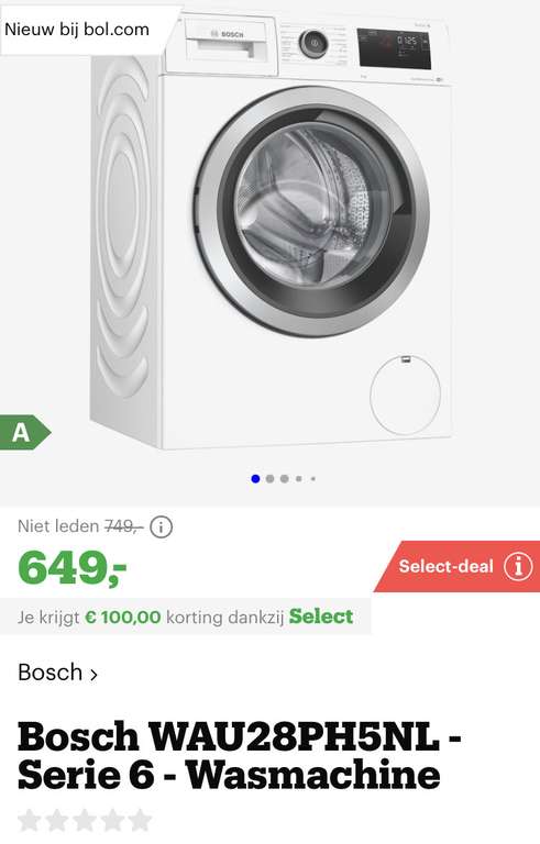 [select deal bol.com] Bosch WAU28PH5NL - Serie 6 - Wasmachine €649
