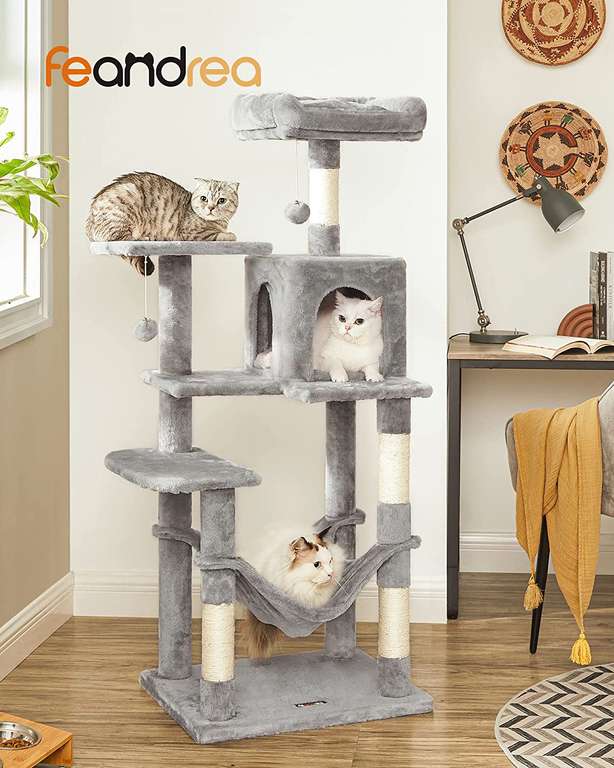 Songmics FEANDREA kattenkrabpaal 143cm hoog grijs voor €50,99 (was €59,99) @ Amazon NL