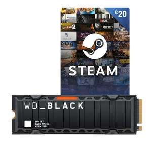 Western Digital WD_BLACK SN850X NVMe SSD 1 TB PCIe 4.0 met heatsink + 20€ Steam-tegoed (7300/6300 MB/s, TLC, DRAM, 600TBW, 5J garantie)